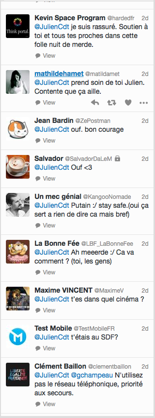 Il n'y a pas de tweets, que des humains inquiets ou chaleureux.