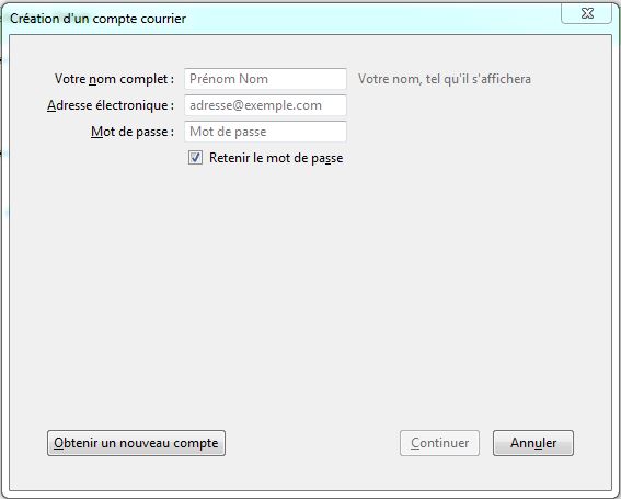 Création d'un compte courrier