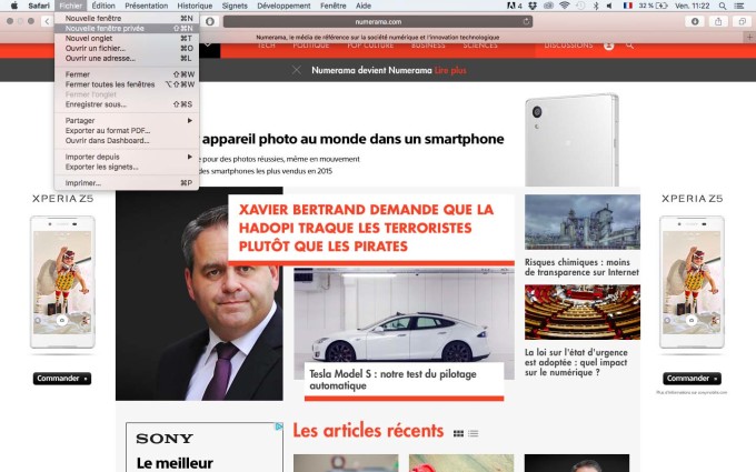 Navigation privée - Mac - Safari