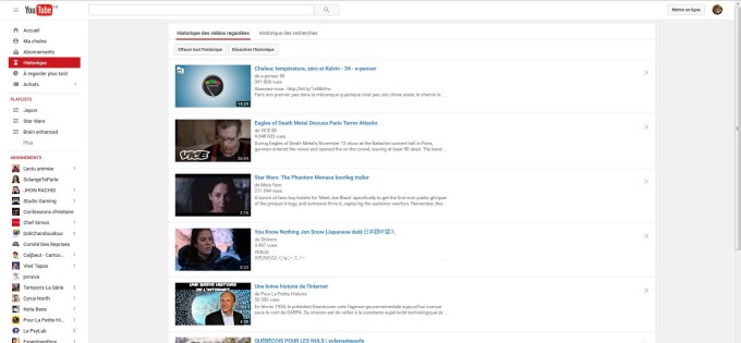 Historique YouTube