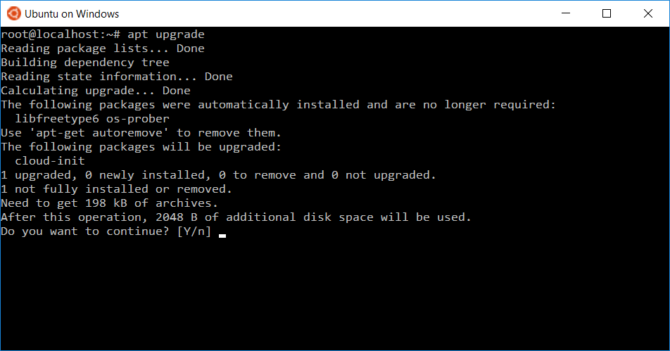 Apt upgrade d'Ubuntu sous Windows