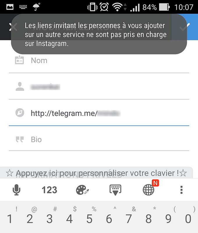 instagram et whatsapp refusent les liens vers snapchat et telegram - tech