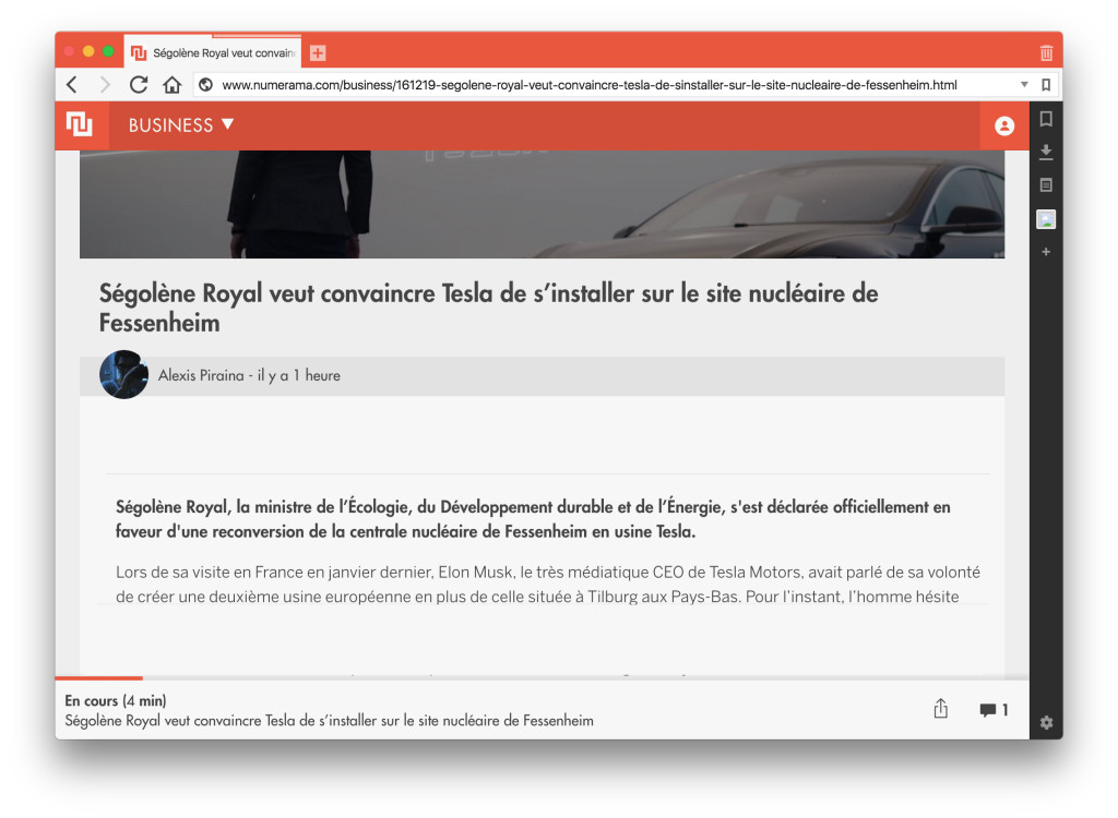 La barre d'onglet reprend la couleur dominante du site