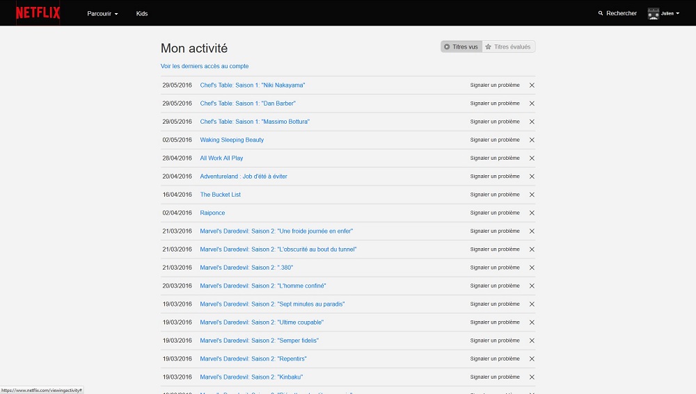 Netflix - effacer l'historique 2