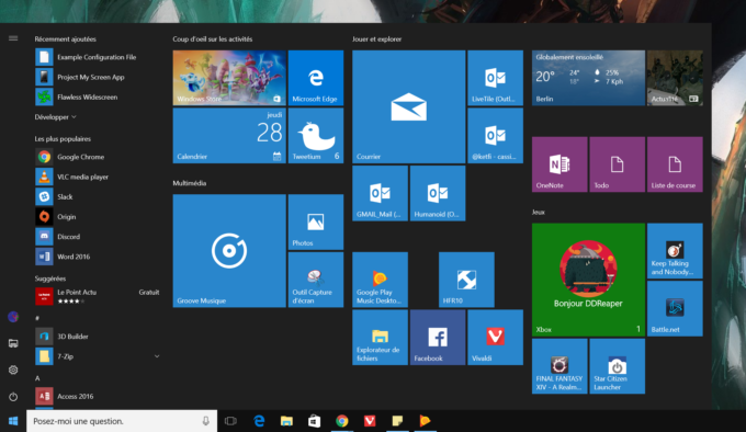 Anniversary Update Menu Demarrer Windows 10