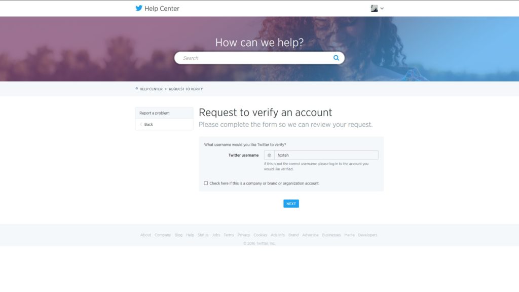 Vérification compte Twitter