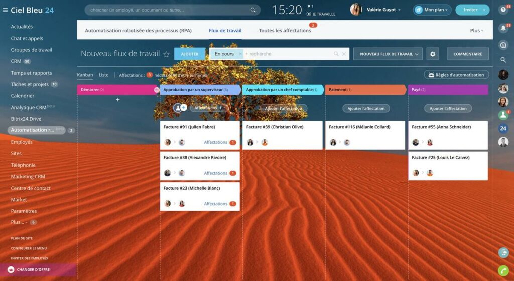 kanban board bitrix24 project management interface