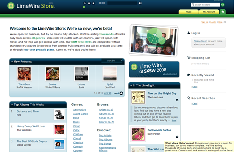LimeWire ouvre sa boutique de musique en ligne&#8230; sans P2P