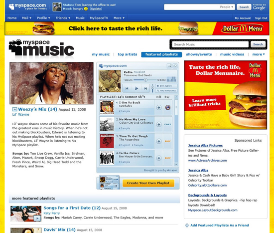 MySpace Music enregistre déjà plus d&rsquo;1 milliard de streams