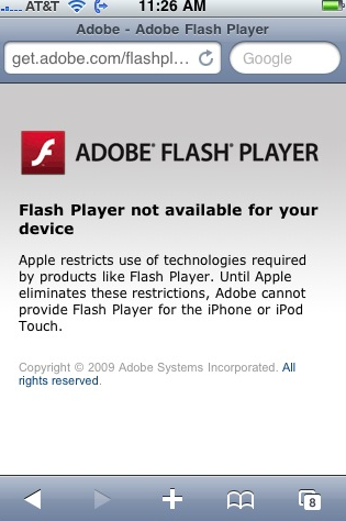 Flash sur iPhone : Adobe dénonce Apple aux utilisateurs