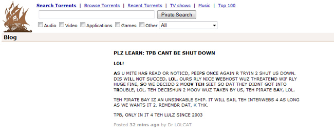 The Pirate Bay déjà de retour : « TPB ne peut pas être fermé, LOL »