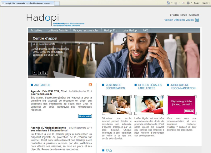 HADOPI.fr : voici la page d&rsquo;accueil en attendant l&rsquo;ouverture (MAJ)