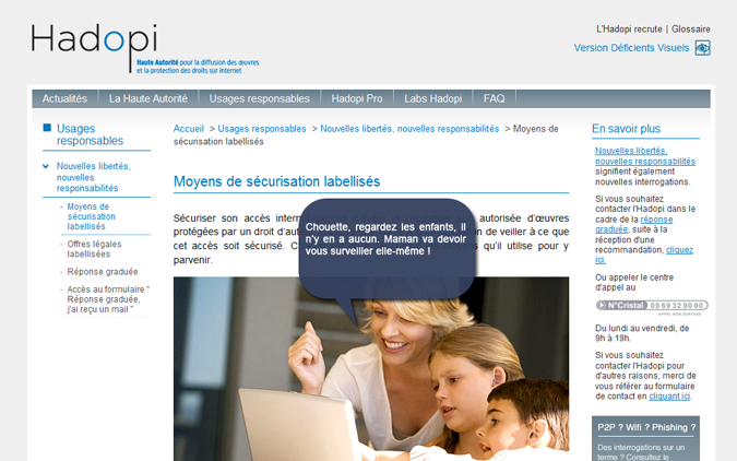 Le site officiel Hadopi.fr ouvre ses portes sans conseils concrets
