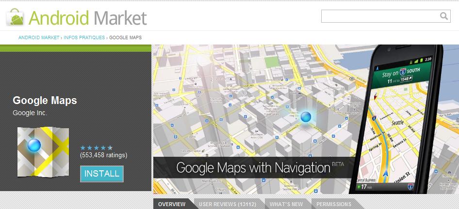 Google lance une version web de sa boutique Android Market