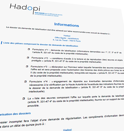 Hadopi : les premiers labels Offre Légale en cours d&rsquo;examen (MAJ)