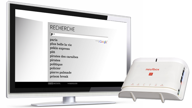 SFR neufbox, moteur de recherche par Google