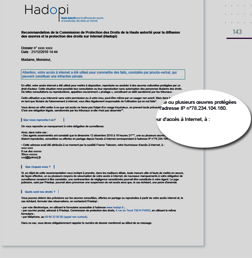 L&rsquo;Hadopi diffuse une adresse IP. Pour elle, c&rsquo;est normal.