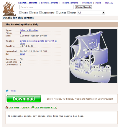 Avec Physibles, The Pirate Bay se lance dans le P2P des objets
