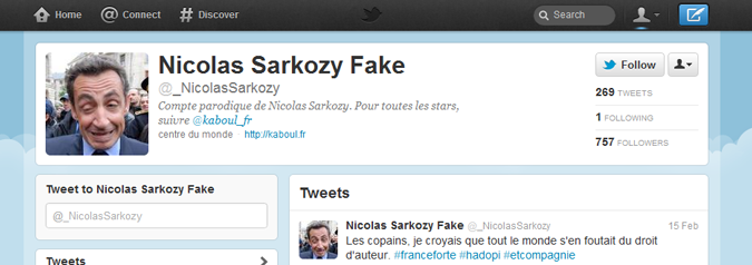 Twitter réactive le faux compte parodique de Nicolas Sarkozy