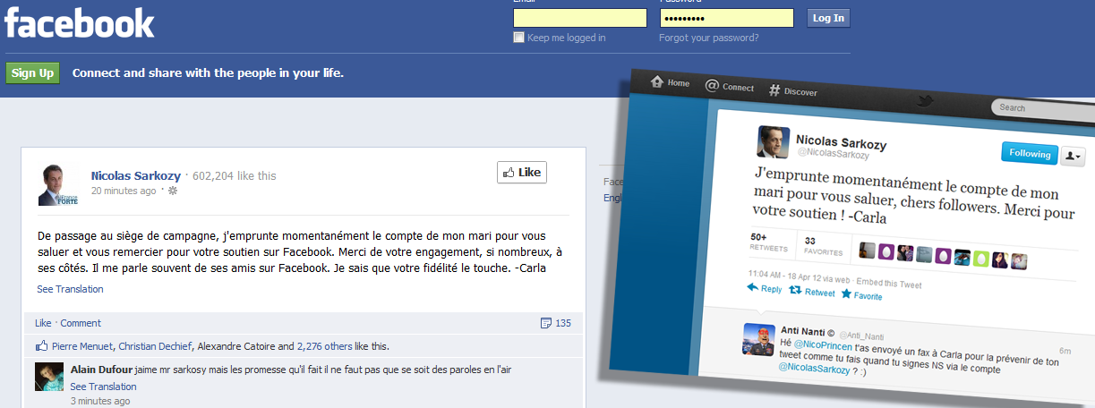 Nicolas Sarkozy « me parle souvent de ses amis Facebook », dit Carla