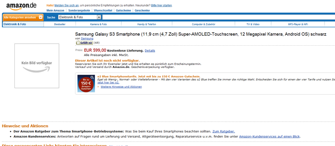 Le Galaxy S3 de Samsung déjà en vente sur Amazon