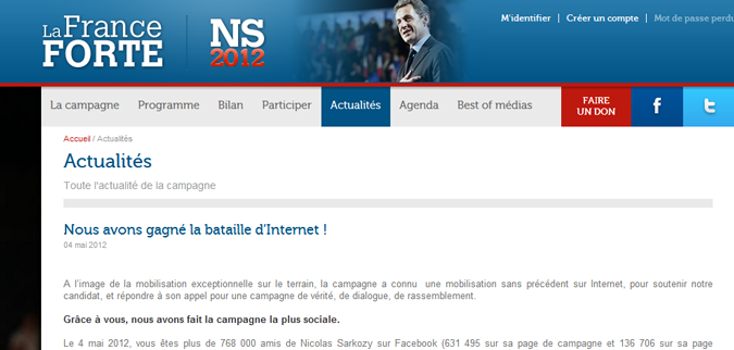 Nicolas Sarkozy dit avoir « gagné la bataille d&rsquo;Internet »