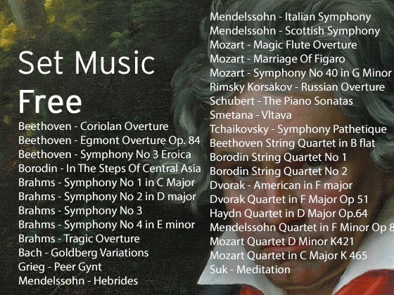 Mozart, Beethoven, Brahms et d&rsquo;autres sous licence libre