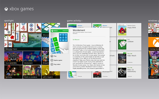 Windows 8 : Microsoft dévoile les jeux disponibles au lancement