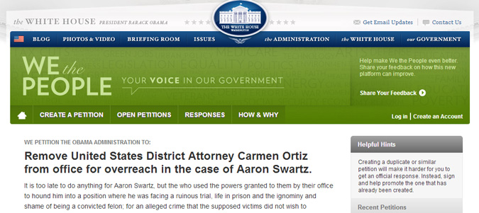 Aaron Swartz : Barack Obama appelé à sanctionner la procureur