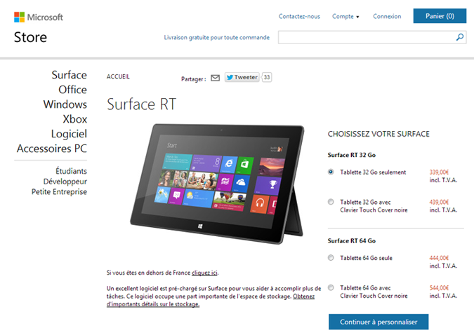 Microsoft casse le prix des tablettes Surface RT