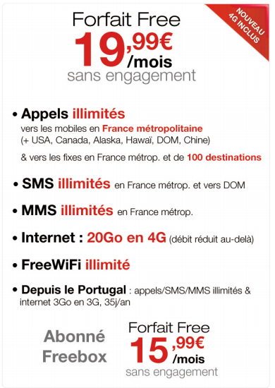Free lance sa 4G avec 20 Go de data pour 19,99€/mois