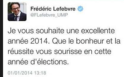 Frédéric Lefebvre ressort l&rsquo;excuse du compte Twitter piraté