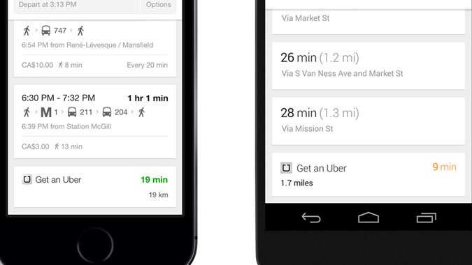 Google Maps intègre Uber