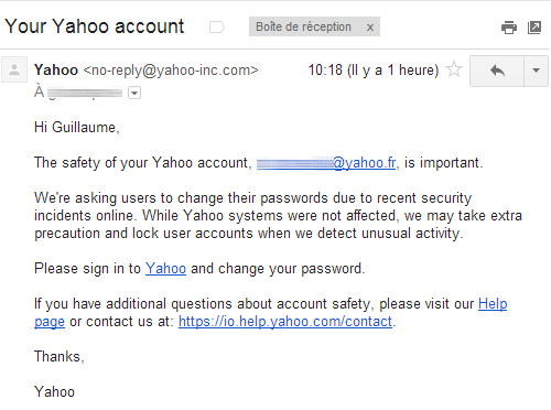 Yahoo demande aux utilisateurs de changer de mot de passe