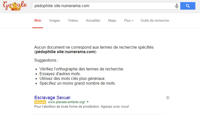 Google corrige le &#34;bug&#34; qui censurait les articles sur la pédophilie