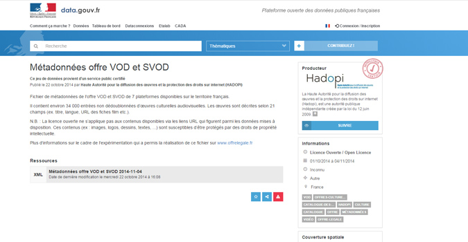 La Hadopi met en Open Data 8 % de l&rsquo;offre légale en VOD
