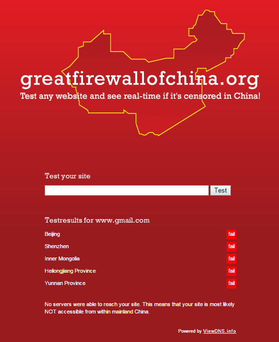 La Chine bloque Gmail et Google