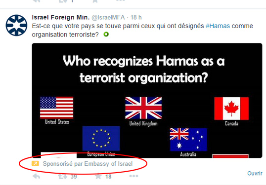 Israël achète de la pub en français sur Twitter contre le Hamas