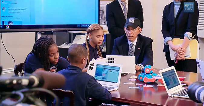 Barack Obama code pour encourager les jeunes à programmer