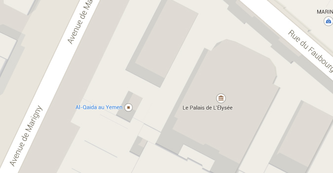 Google Maps situe Al-Qaïda à l&rsquo;Elysée