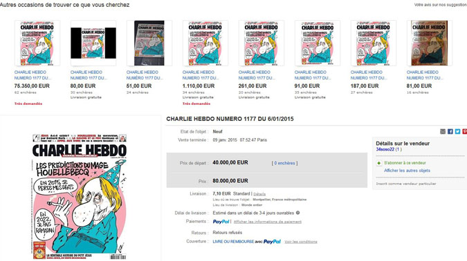 Charlie Hebdo sur eBay : les commissions reversées au journal