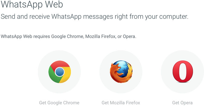 WhatsApp Web accepte Firefox et Opera