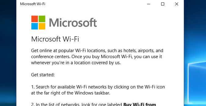 Microsoft WiFi fait son apparition dans Windows 10
