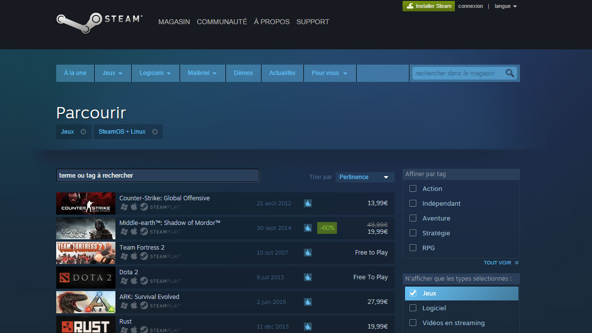 Steam passe la barre des 1500 jeux vidéo sous Linux