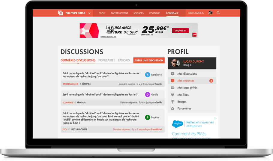 Présentation de la page discussion