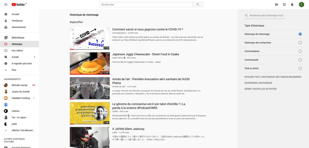 historique youtube