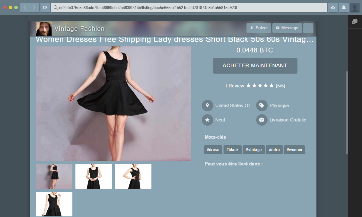 Une robe vendue par un créateur de mode sur OpenBazaar