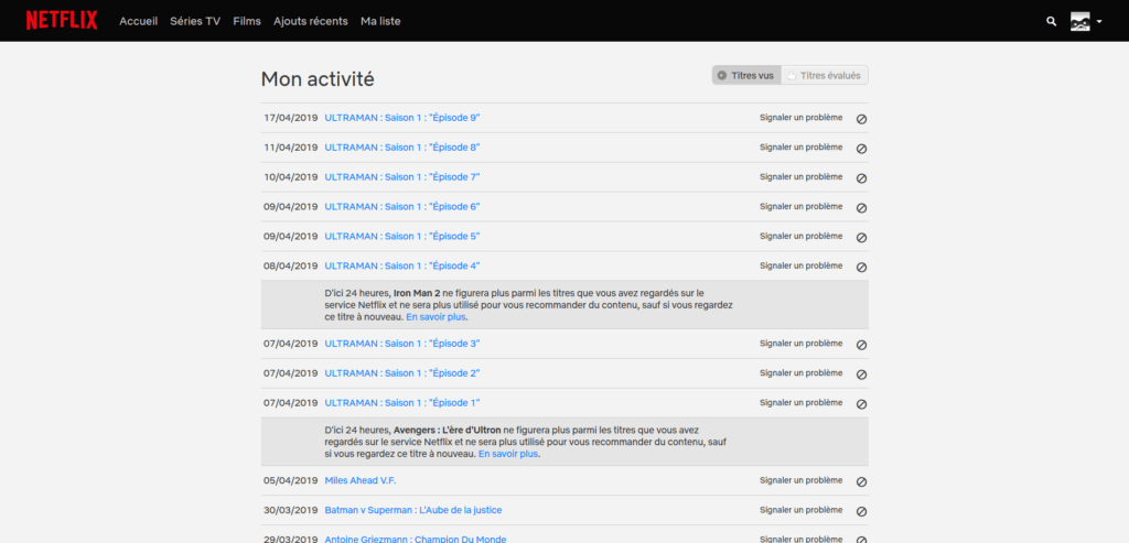 Netflix suppression historique 2