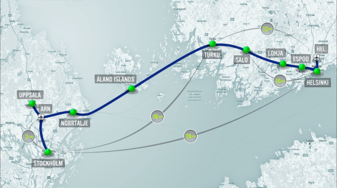 Hyperloop One carte scandinavie