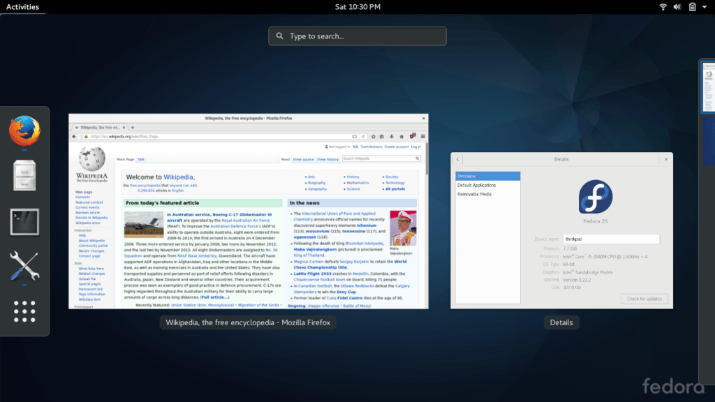 fedora_showing_gnome_3-22-2_showing_overview